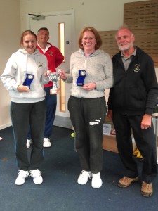 Jess & Sarah with Tony and their trophies
